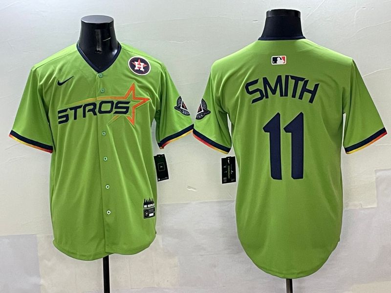 Men Houston Astros 11 Smith Green three generations Joint Name 2025 Nike MLB Jersey style 10